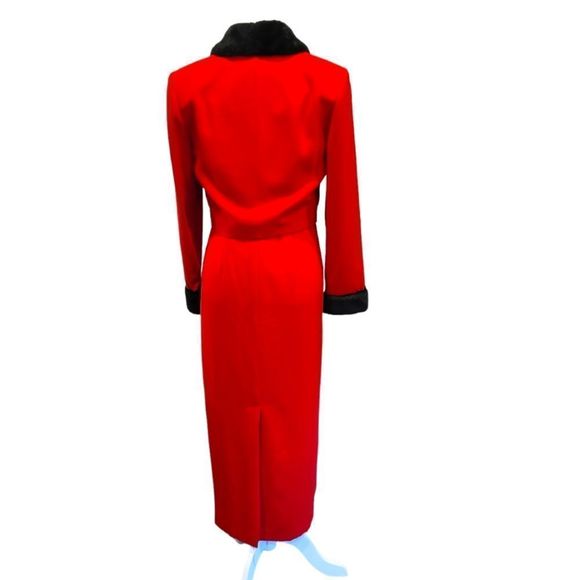 𝅺Danny & Nicole red and black faux fur 2 piece dress set sz 6 - Picture 2 of 16